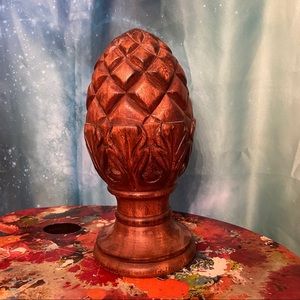 wood carved finial pinecone artichoke statue